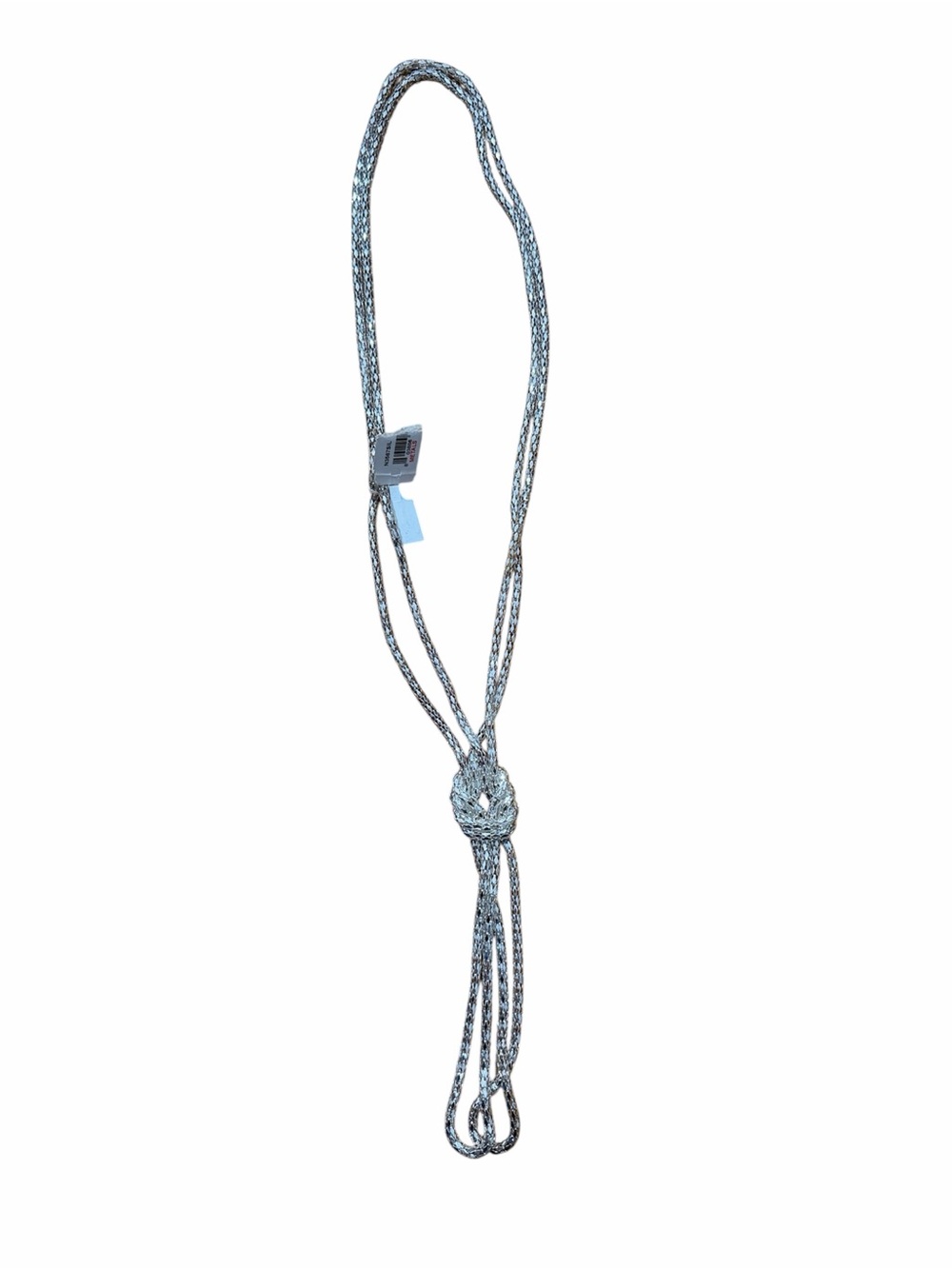 Silver Tone Metallic Mesh Rope Knot Statement Necklace Long